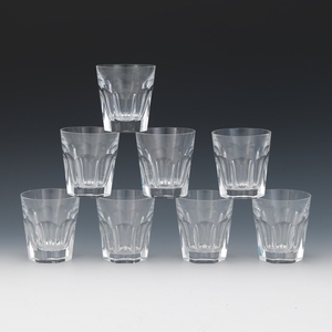 Eight Baccarat Crystal Whiskey/Bourbon Glasses, "Harcourt" Pattern