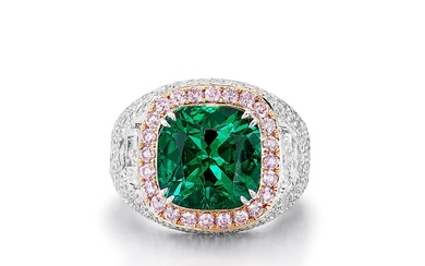 Emerald and Diamond Ring | 5.36克拉 天然「哥倫比亞穆索」無油祖母綠 配 鑽石 戒指