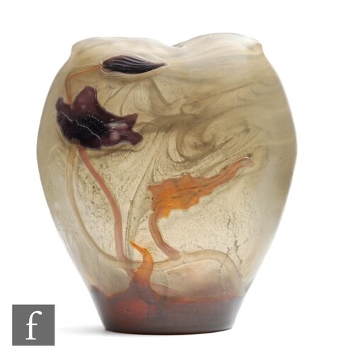 Emile Galle - A Marqueterie-sur-verre Intercalaire vase circ...