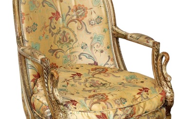 Empire style bergere chair with swan arms