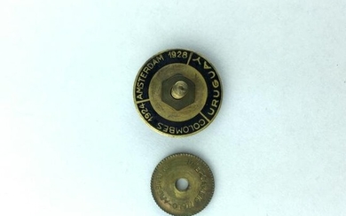 Enamelled bronze pin