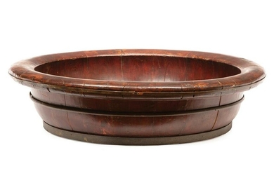 English Carved Wood and Iron Bound Basin
