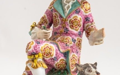 English Porcelain Figural Group of Dandy & Dog