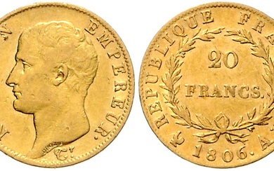 FRANKREICH, Napoleon I. Bonaparte, 1804-1814, 1815, 20 Francs 1806 A, Paris