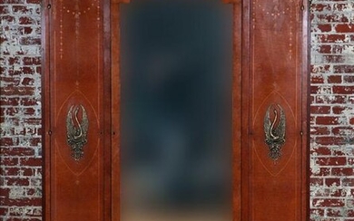 FRENCH AMBOYNA INLAID BRONZE MOUNTED ARMOIRE 1920