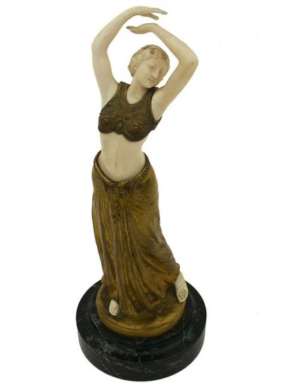 FRENCH BRONZE FEMALE FIGURE SIGNED BY T. SOMME