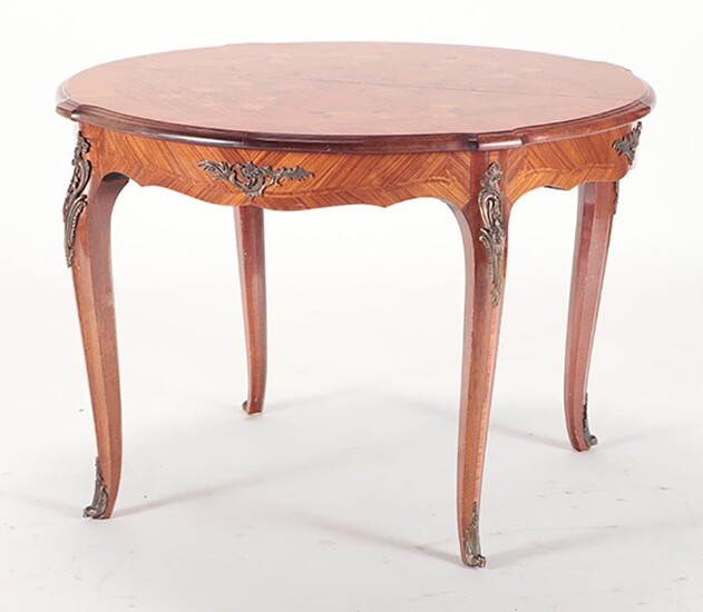 FRENCH INLAID LOUIS XV STYLE BREAKFAST TABLE 1950