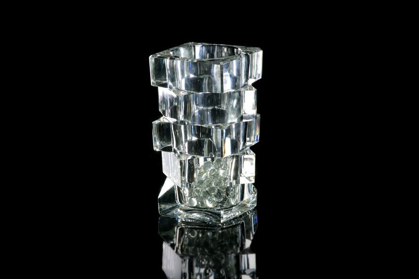 FRENCH MODERNIST STEPPED CUT GLASS VASE