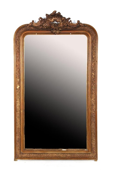 (-), Facetgeslepen spiegel in rijkbewerkte goudkleurige lijst, 155...