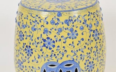 Famille Jaune and Blue Garden Stool, China 20th