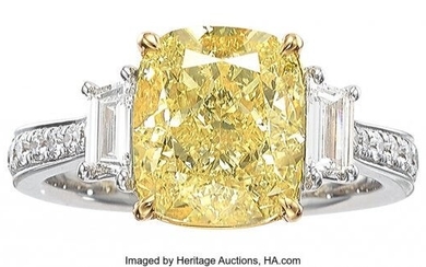 Fancy Light Yellow Diamond, Diamond, Gold Ring Stones