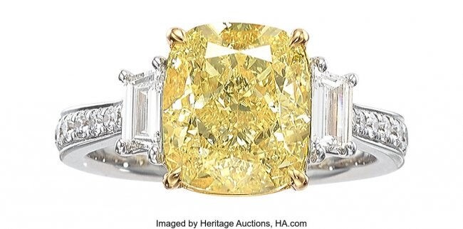 Fancy Light Yellow Diamond, Diamond, Gold Ring Stones