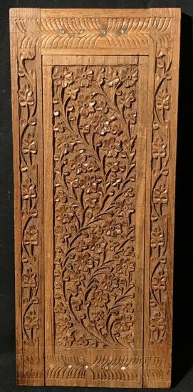 Floral Wood Carving Plaque Decor