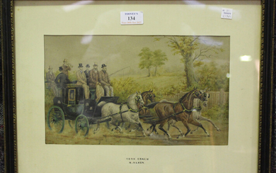 Follower of Henry Alken - 'York Coach', late 19th/early 20th century watercolour with goua
