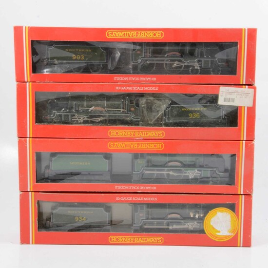 Four Hornby OO gauge model railway locomotives, R533, R583, R132, R057.