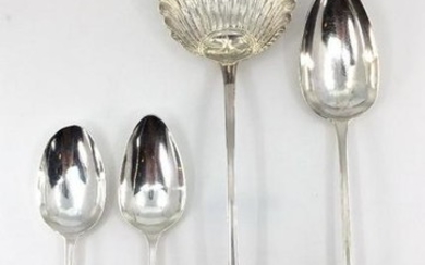 Four Large English Silver Spoons