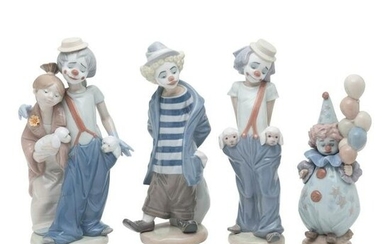 Four Lladro Clown Figures with Boxes.
