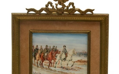 Framed Hand-Painted Signed Miniature of Napoleon on
