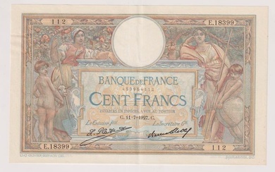 Francia - 100 Franchi del 11/07/1917 serie 112 E.18399. Piccoli...