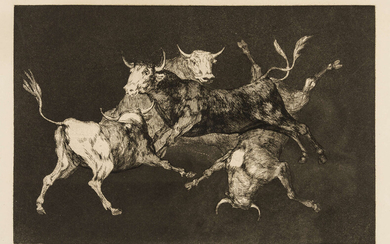 Francisco Goya (1746-1828) Al Toro y al Aire Darles Calle (Lluvia de Toros), from 'Los Proverbios'