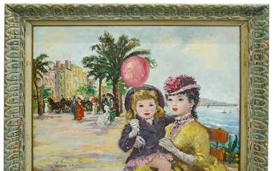 François Gerome (French, b. 1895) "Le Promenade in Nice" Painting