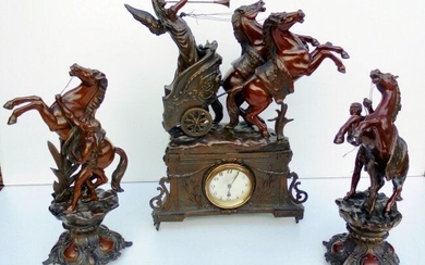 French Bronze Clock with Horses