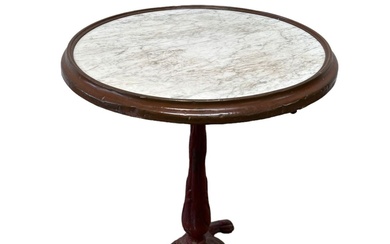 French Cast Iron Marble Top Bistro Table 28 1/2"H x...