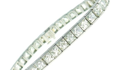 French Cut Diamond Platinum Tennis Line Bracelet, 1960s