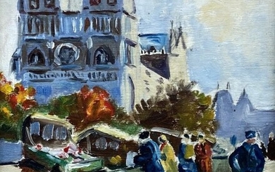 French Impressionist Paris Scene, Monogrammed