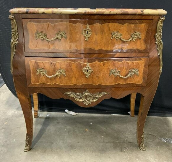 French Louis XV Marble Top Desk