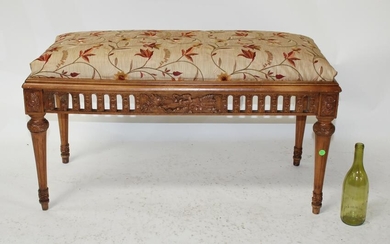 French Louis XVI style upholstered backless bench