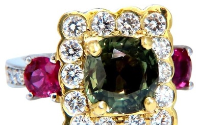 GIA Certified 3.48 Carat Natural Color Change Alexandrite Ruby Diamond Ring