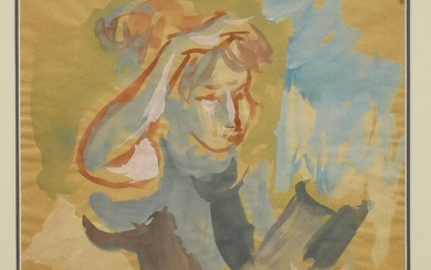 GUSTAV LIKAN (1912-1998) PAINTING WOMAN READING