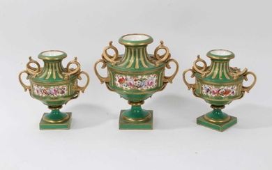 Garniture of three 19th century porcelain vases