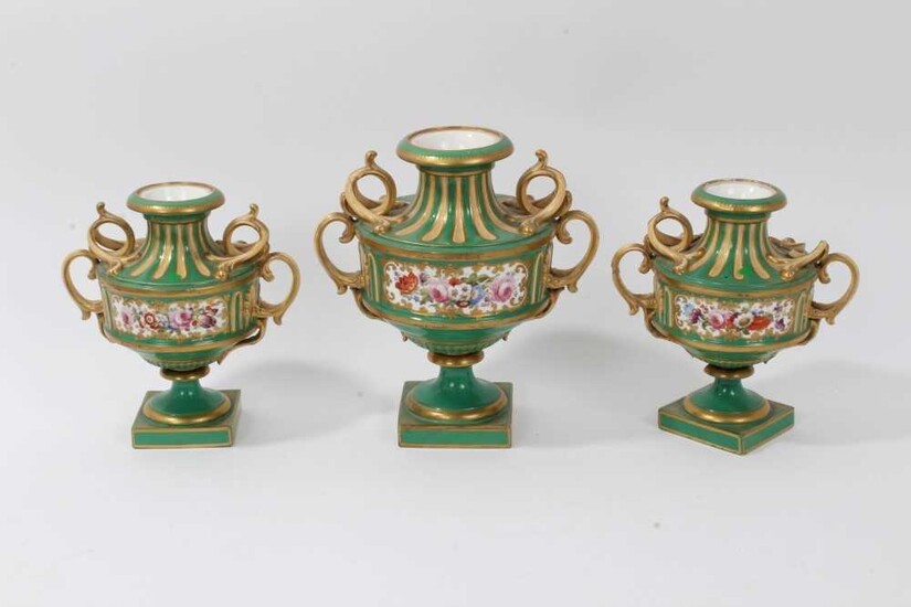 Garniture of three 19th century porcelain vases