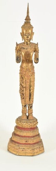 Gilded Thai Buddha figure, early 20th Century. Gilded
