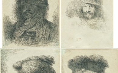 Giovanni Benedetto Castiglione: Four Etchings: Heads of Prophets