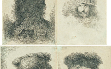 Giovanni Benedetto Castiglione | Four Etchings: Heads of Prophets