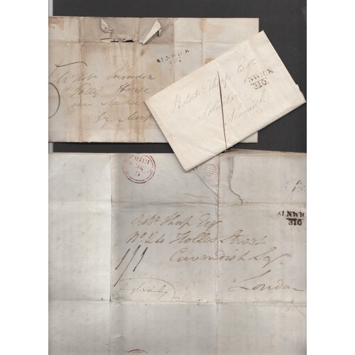 Great Britain, 1812-18 small collection of entires from Aln...