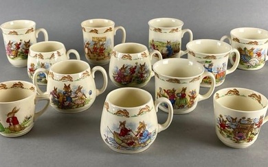 Group of 12 Royal Doulton Bunnykins Porcelain Mugs