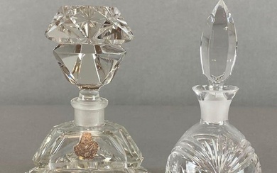 Group of 2 Clear Crystal Perfume Bottles