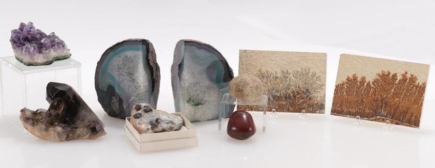 Group of 9 Fossils and Various Geodes