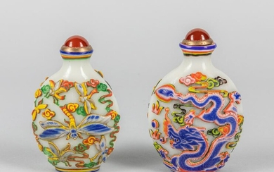 Group of Chinese Overlay Glass Snuff Bottle