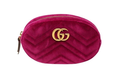 Gucci Magenta GG Marmont Velvet Belt Bag - Size 85