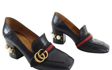 Gucci Marmont Peyton Heel Loafers with Embellished