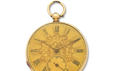 Guinand, Geneve. A continental gold key wind open face pocket...