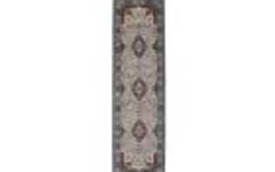 Hand-Knotted Plush Cream Floral Kirman 3X10 Oriental Hallway Runner Rug Carpet