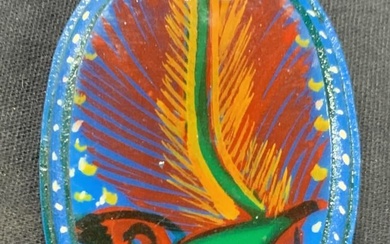 Hand Painted Folk Art Bird Accessory