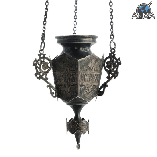 Hangable Oil Lamp, 84 Silver, Russian Empire (Vilnius) 1895