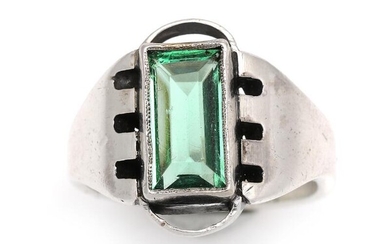 SOLD. Hans Hansen: A tourmaline ring set with an baguette-cut tourmaline, mounted in sterling silver. Size 57. – Bruun Rasmussen Auctioneers of Fine Art